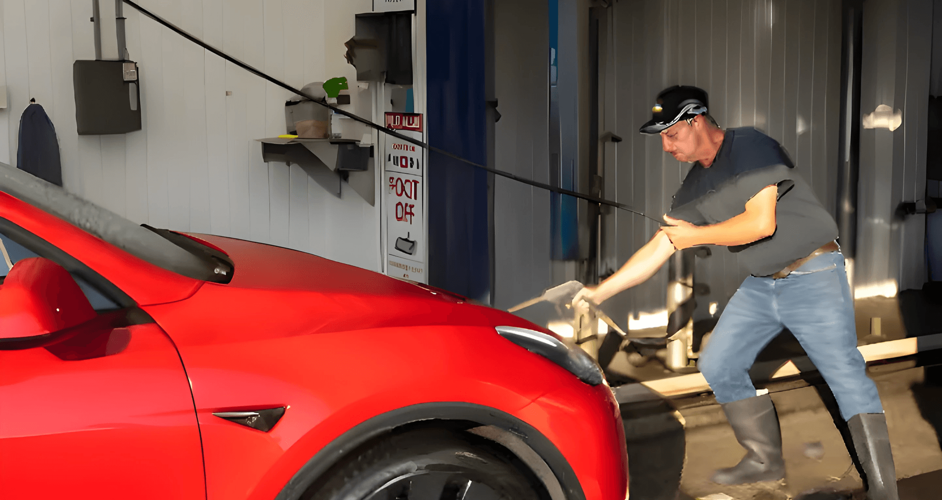 Step 2: Darrin Carefully Prewashes the Lower Car image